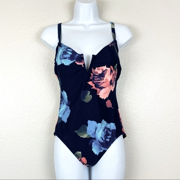 Vince Camuto Blue Floral One Piece Sizes 10 - Picture 2 of 9